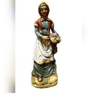 Source Unknown Colorful Woman with Basket Sculpture